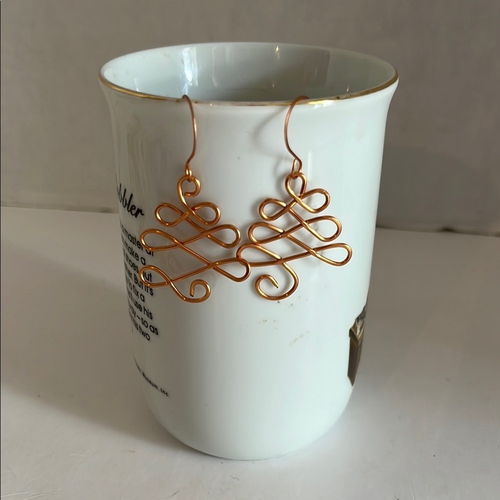 Handmade copper Spiral Earrings with Artistic Design